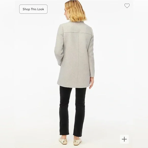 NWT J. Crew Petite Wool Blend button-neck city coat light gray BU264 - Picture 3 of 9